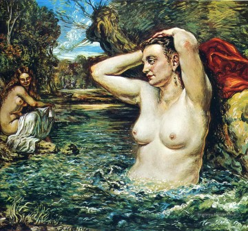 nymphes baignade 1955 Giorgio de Chirico impressionniste nue Peinture à l'huile